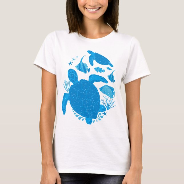 T-shirt Tortues de mer sous-marine Marine Faune (Devant)