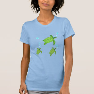 T-shirt Tortues de mer vertes nageant