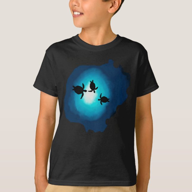 T-shirt Tortues de natation bleu profond (Devant)