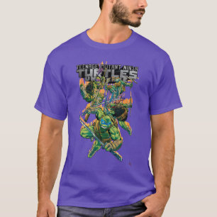 T-shirt Tortues Ninja Adolescentes Poses d'Attaque Colorée