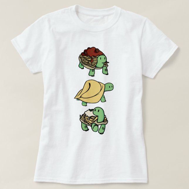 T-shirt Tortues nouilles cute Tortoise Pasta Trio (Design devant)