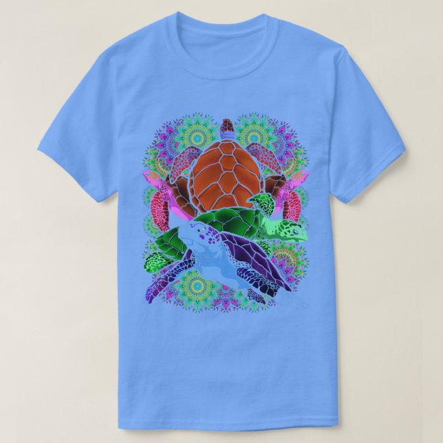 T-shirt Tortues polynésiennes de tatouage Hawaiian Mandala (Design devant)