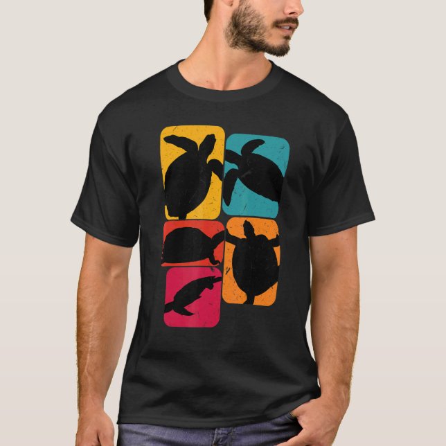 T-shirt Tortues Retro Design (Devant)