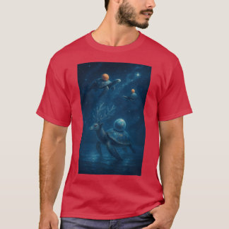 T-shirt Tortues transportant des planètes à travers des ea