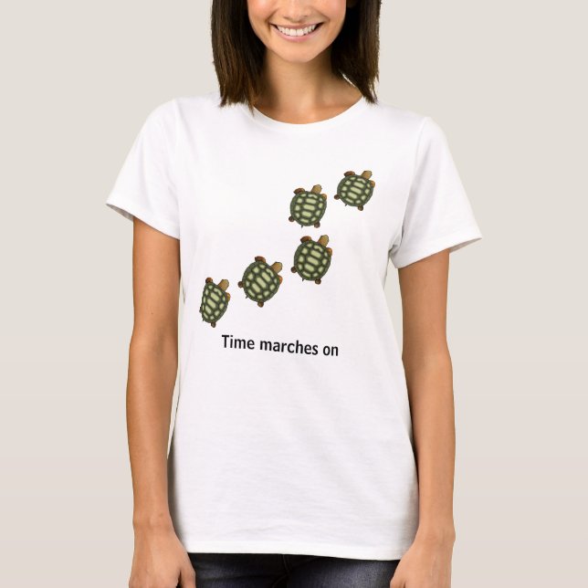 T-shirt Tortues Vertes avec Texte Modifiable Time Marches  (Devant)