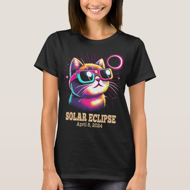 T-shirt Total Chat Éclipse Solaire 8 avril (Devant)