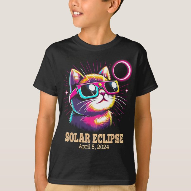 T-shirt Total Chat Éclipse Solaire 8 avril (Devant)
