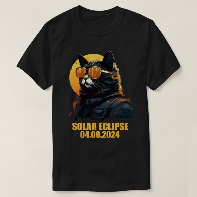 T-shirt Total Chat Éclipse Solaire 8 avril 2024 Astronomie (Design devant)