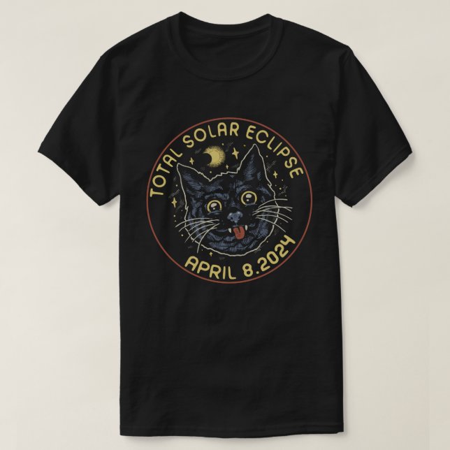 T-shirt Total Chat Éclipse Solaire 8 avril 2024 Astronomie (Design devant)