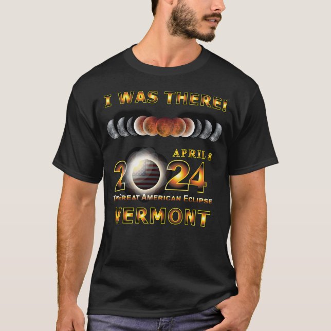 T-shirt Total Eclipse - 2024 - J'y étais - VERMONT (Devant)