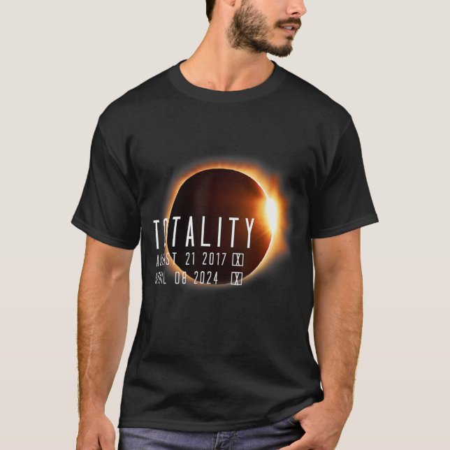 T-shirt Total Éclipse Solaire 2024 2017 Totalité Deux Fois (Devant)