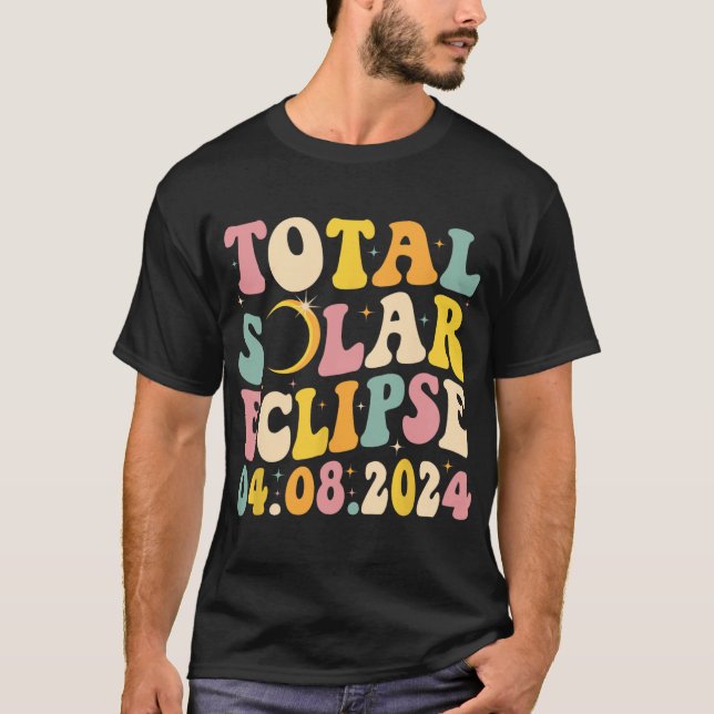 T-shirt Total Éclipse Solaire 2024 Rétro Éclipse Solaire H (Devant)