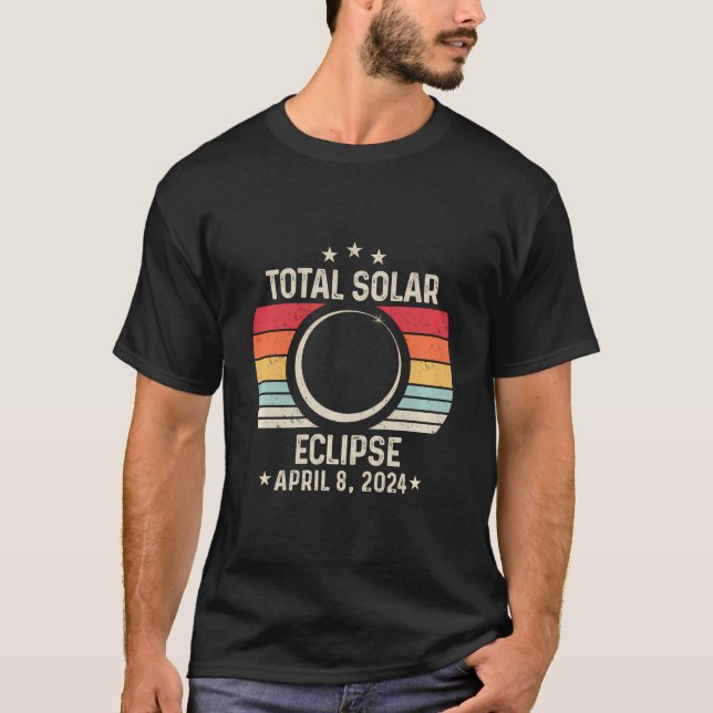 T-shirt Total Éclipse Solaire 8 avril 2024 Rétro Astronomi (Devant)