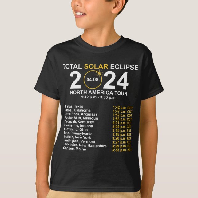 T-shirt Total Éclipse Solaire 8 Avril Chemin De L'Éclipse (Devant)