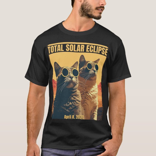 T-shirt Total Éclipse Solaire 8 avril Éclipse Chats (Devant)