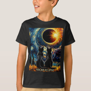 T-shirt Total Éclipse Solaire Avril 8 2024 Van Gogh Chat L