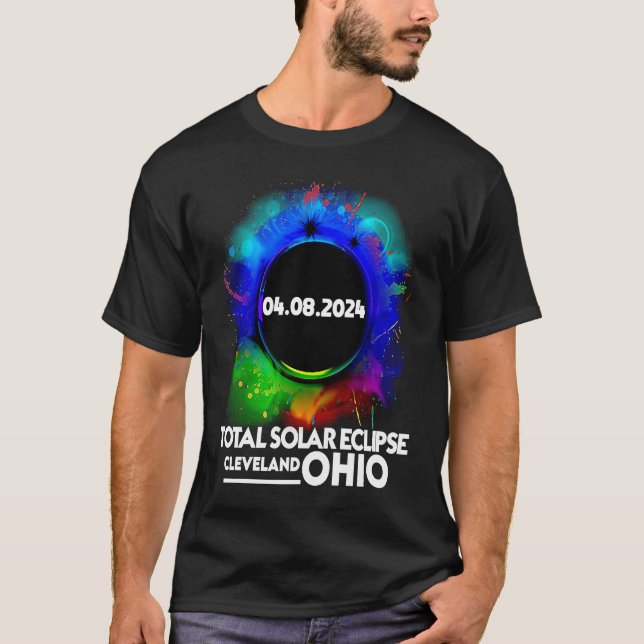 T-shirt Total Éclipse Solaire Cleveland OHIO 8 Avril 2024  (Devant)