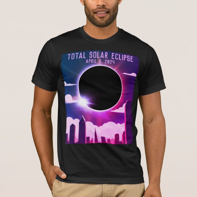 T-shirt Total éclipse solaire VILLE 8 avril 2024 lune de s (Devant)