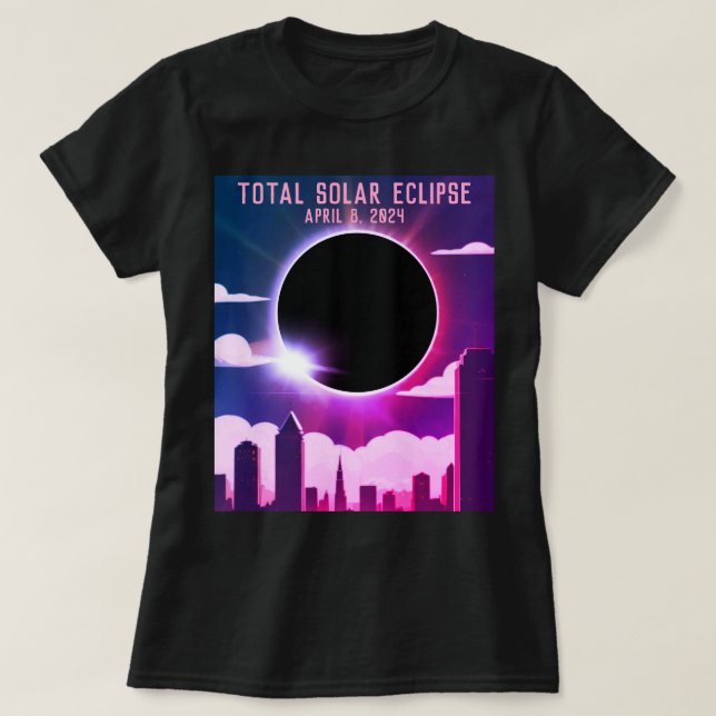 T-shirt Total éclipse solaire VILLE 8 avril 2024 lune de s (Design devant)