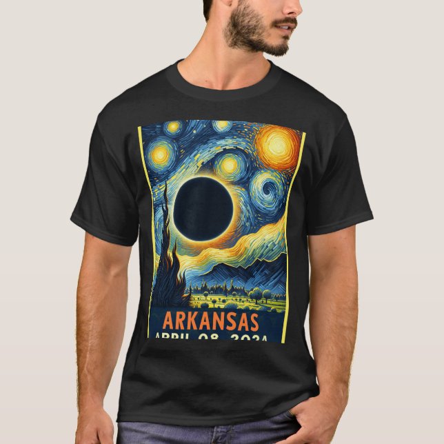 T-shirt Total Solaire Eclipse 2024 Nuit étoilée (Devant)