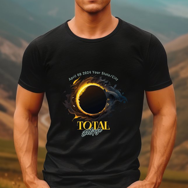 T-shirt Total Solaire Eclipse 2024 Votre Ville Etat (Créateur téléchargé)