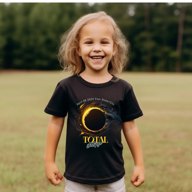 T-shirt Total Solaire Eclipse 2024 Votre Ville État Enfant (Créateur téléchargé)