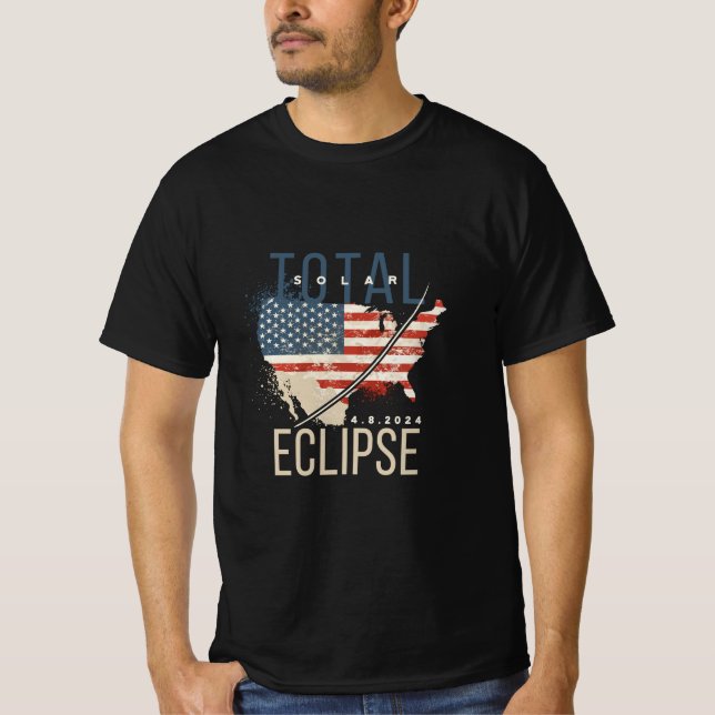 T-SHIRT TOTAL SOLAIRE ECLIPSE 4.8.2023 USA MAP DISTRESSED (Devant)