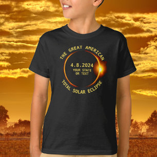 T-shirt Total Solaire Eclipse Avril 8, 2024 USA Votre Etat