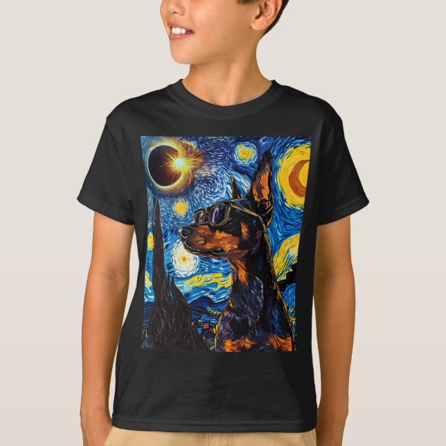 T-shirt Total Solaire Eclipse Doberman Chien (Devant)