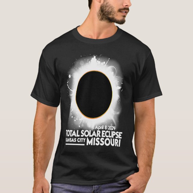 T-shirt Total Solaire Eclipse Kansas CITY Missouri 8 avril (Devant)