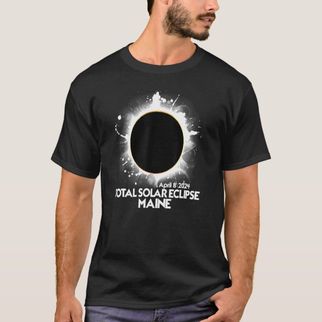 T-shirt Total Solaire Eclipse Maine 2024 Totalité Américai (Devant)