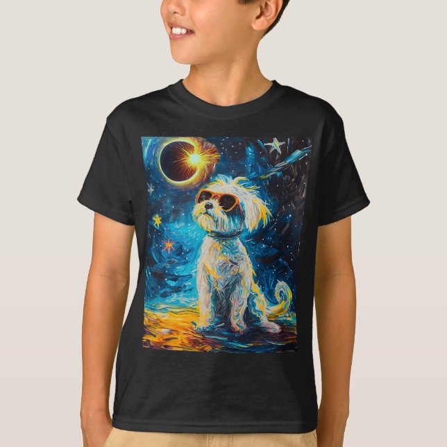T-shirt Total Solaire Eclipse Maltese Chien (Devant)