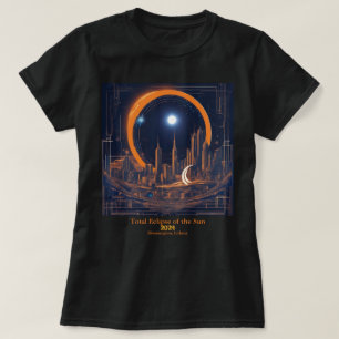 T-shirt Total Solaire Éclipse votre texte Cityscape Skyscr