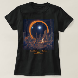 T-shirt Total Solaire Éclipse votre texte Cityscape Skyscr