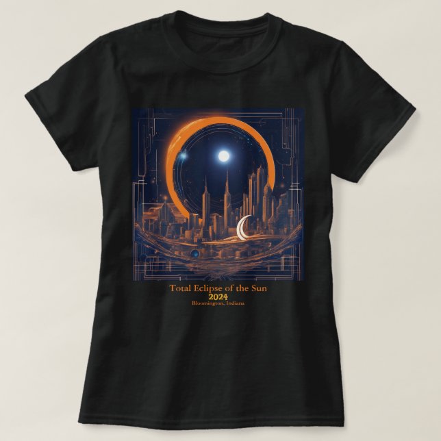 T-shirt Total Solaire Éclipse votre texte Cityscape Skyscr (Design devant)
