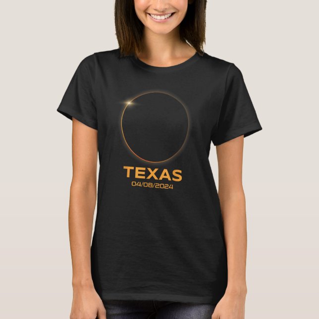 T-shirt Total Solar Eclipse 2024 Totality Texas (Devant)
