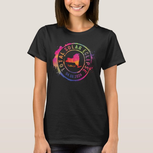 T-shirt Total Solar Eclipse 2024 USA New York Plattsburgh (Devant)