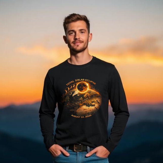 T-shirt Total Solar Eclipse 2026-Path of Totality (Total Solar Eclipse 2026-Path of Totality Long sleeve t shirt)