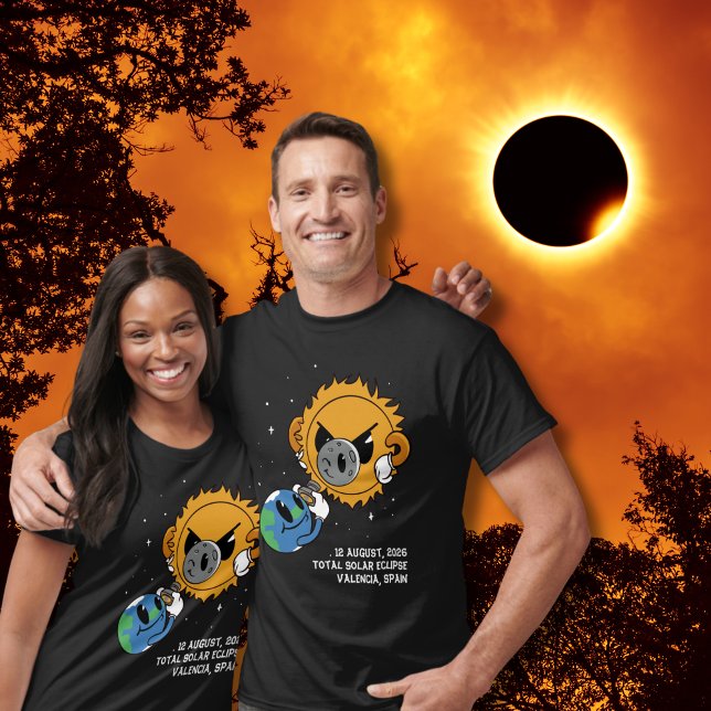 T-shirt Total Solar Eclipse 2026 Spain Photobomb (Add your city / location via the template to customize)