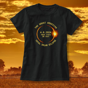 T-shirt Total Solar Eclipse 4.8.2024 USA Ajouter votre Eta