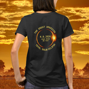 T-shirt Total Solar Eclipse 4.8.2024 USA Ajouter votre Eta