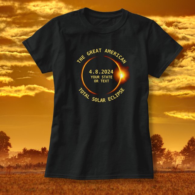 T-shirt Total Solar Eclipse 4.8.2024 USA Ajouter votre Eta (Créateur téléchargé)
