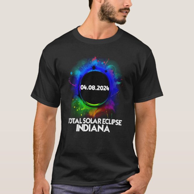 T-shirt Total Solar Eclipse Indiana 2024 Colorful Totality (Devant)