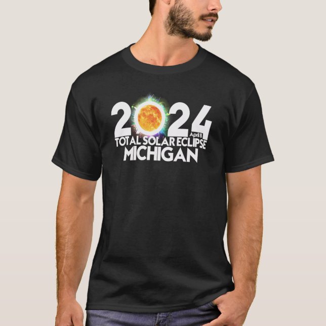 T-shirt Total Solar Eclipse Michigan 2024 April 8 American (Devant)