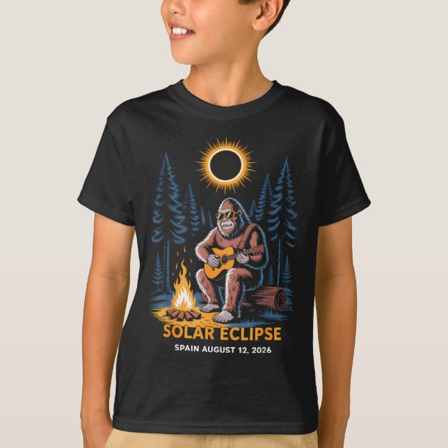 T-shirt Total Solar Eclipse Spain Bigfoot Illustration (Devant)