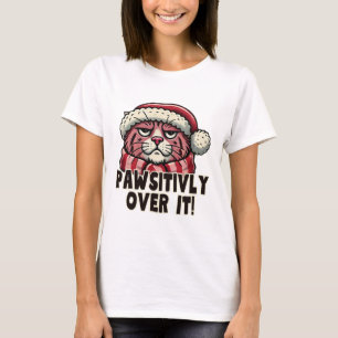 T-shirt Totalement à bout drôle chat rose grumpy Noël