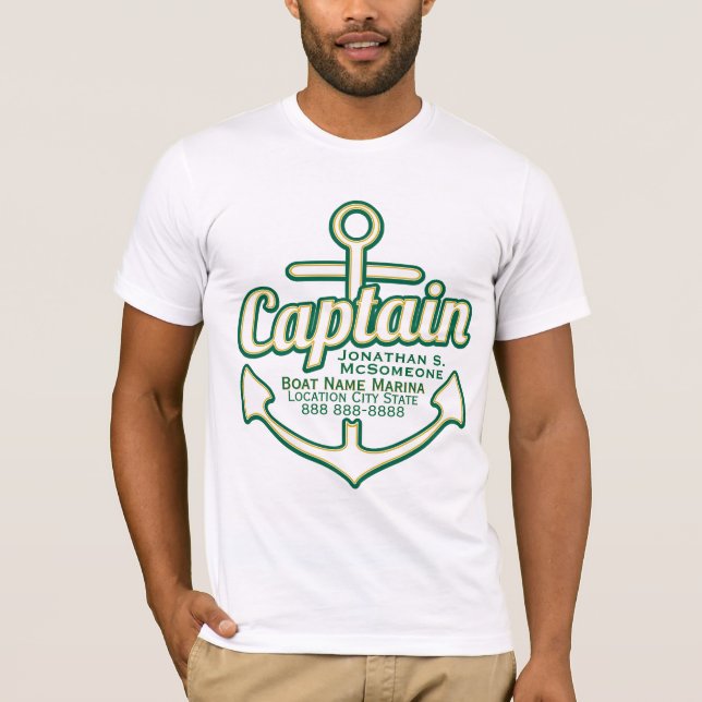 T-shirt Totalement Personnalisé Capitaine Ancre Nautique T (Devant)