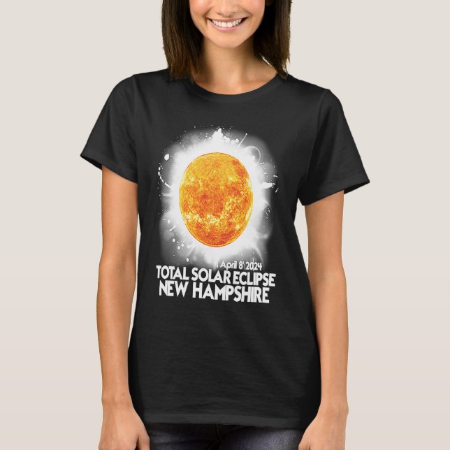 T-shirt Totalité New Hampshire 2024 Total Solar Eclipse Am (Devant)