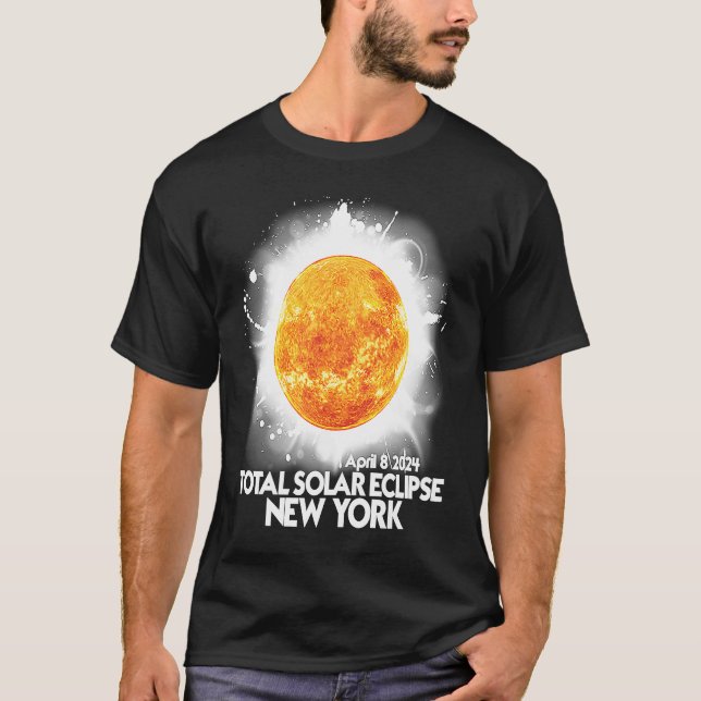 T-shirt Totalité New York 2024 Total Solaire Eclipse Améri (Devant)