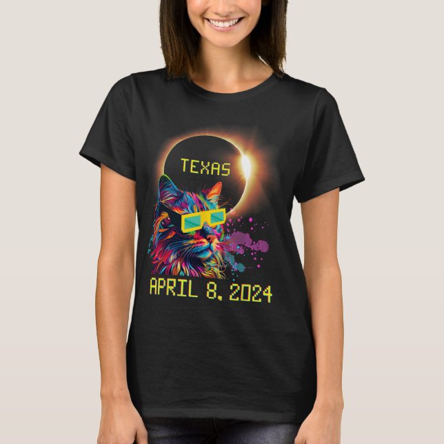 T-shirt Totalité Total Éclipse Solaire Chat 8 avril 2024 T (Devant)